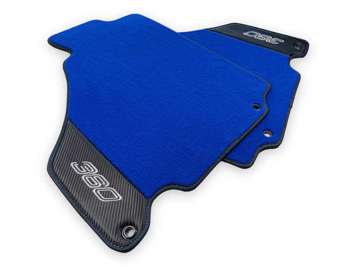 Blue Floor Mats For Ferrari 360 Modena 1999-2005 With Carbon Fiber Leather - AutoWin