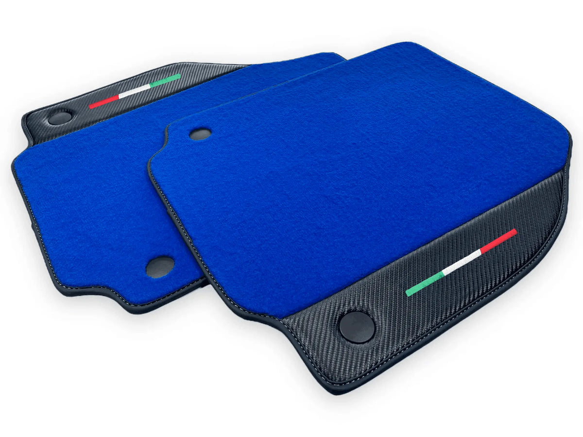 Blue Floor Mats For Ferrari 458 GT2 2012-2015 Carbon Fiber Leather | Italian Edition