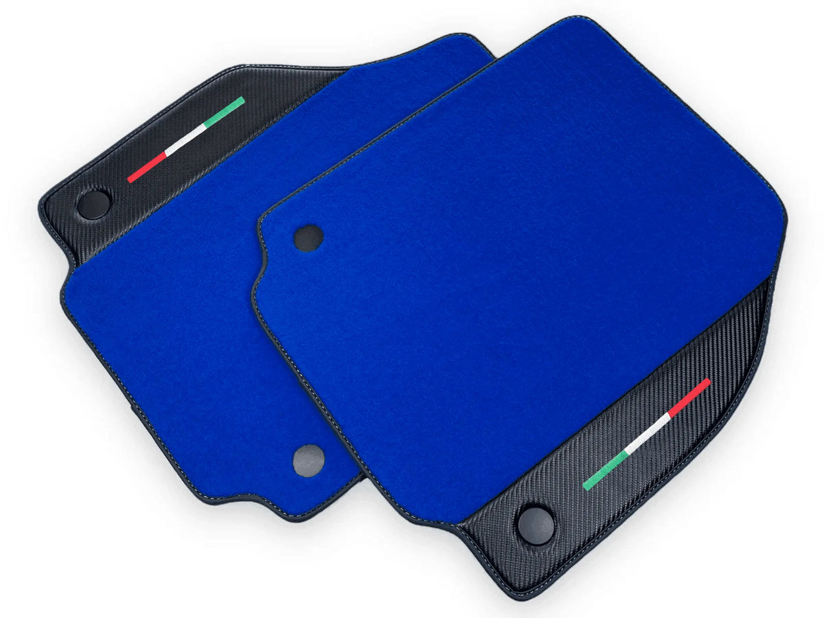 Blue Floor Mats For Ferrari 458 Italia 2009-2015 Carbon Fiber Leather