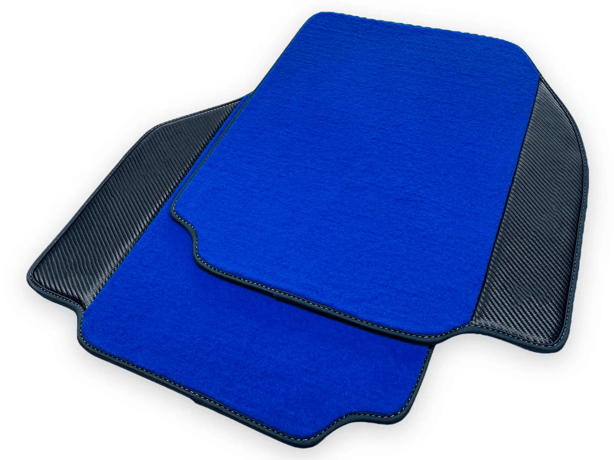 Blue Floor Mats For Ferrari 458 Speciale 2012-2015 Carbon Fiber Leather