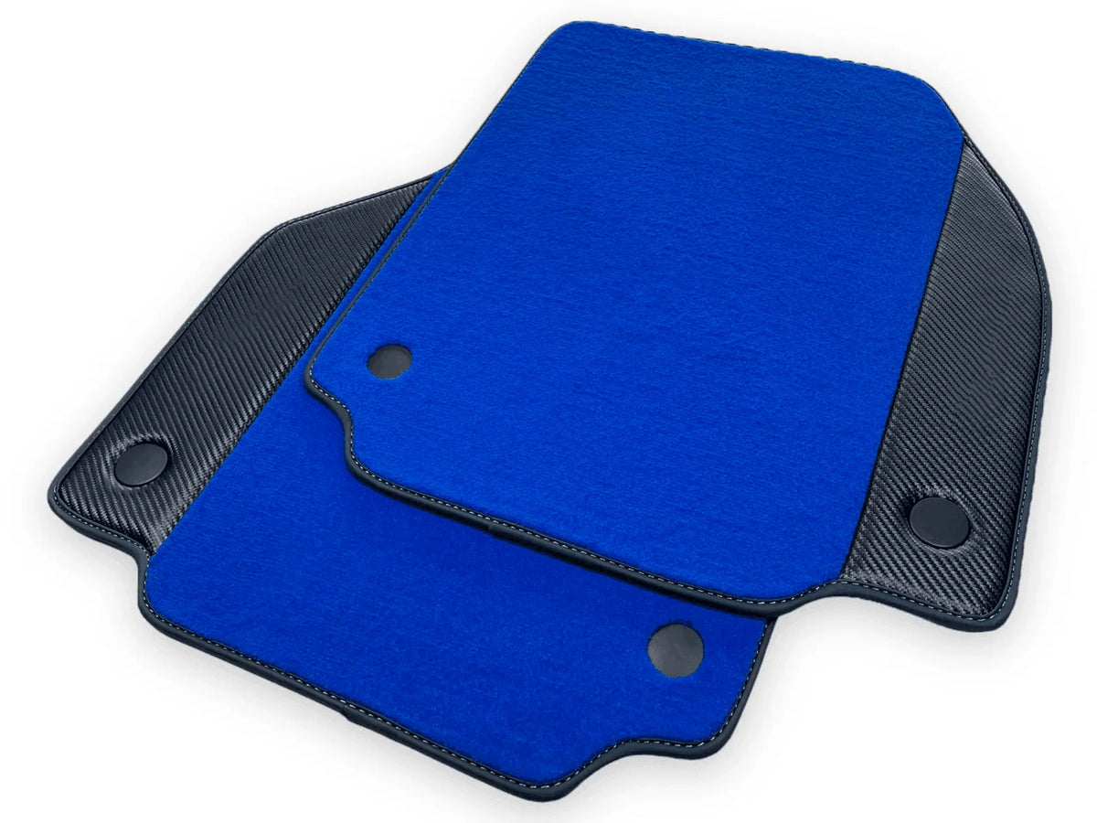 Blue Floor Mats For Ferrari 458 Spider 2012-2015 Carbon Fiber Leather - AutoWin