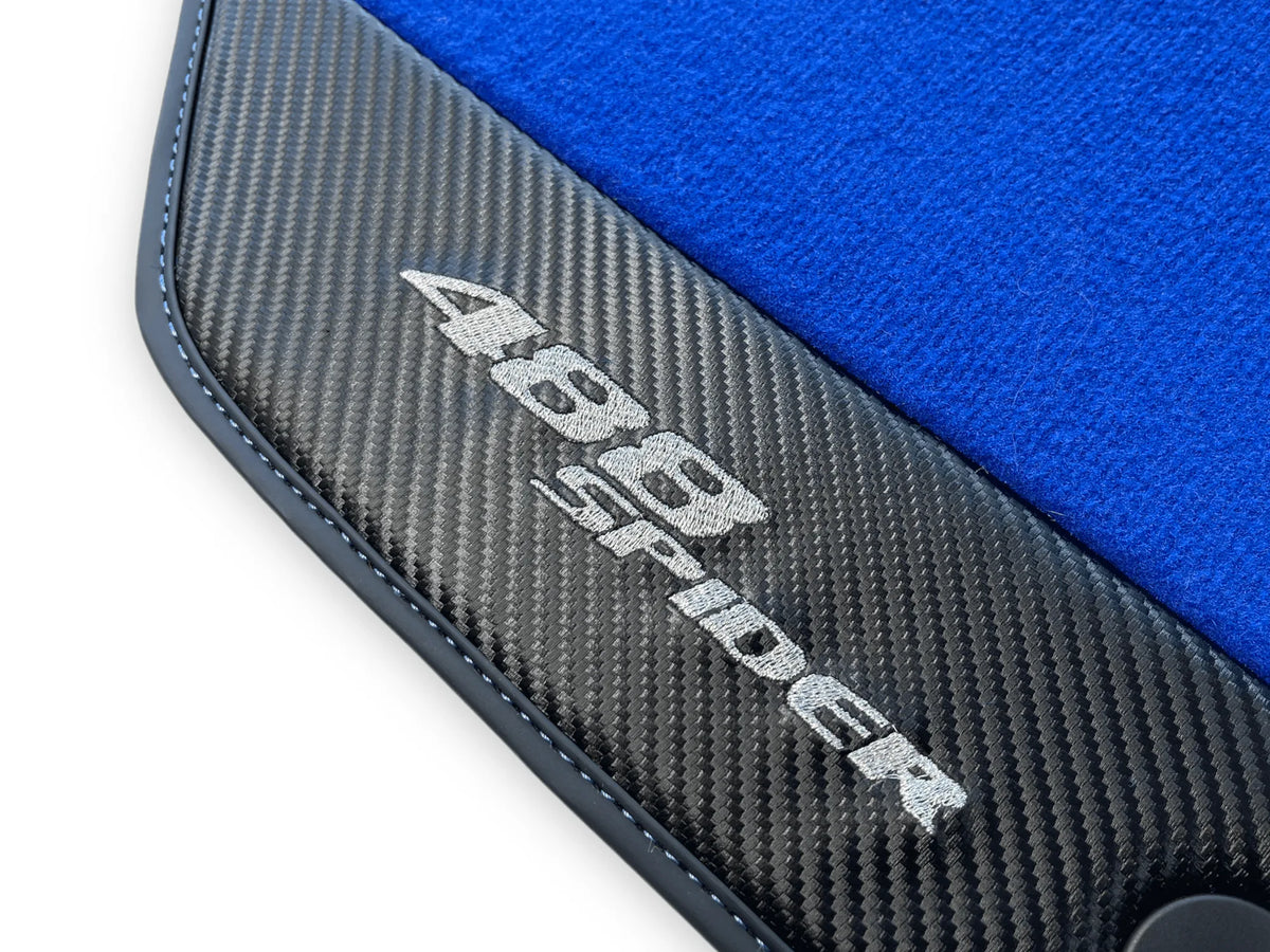 Blue Floor Mats For Ferrari 488 Spider 2015-2022 Carbon Leather - AutoWin