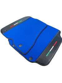 Blue Floor Mats For Ferrari 812 GTS (2019-2023) With Carbon Fiber Leather
