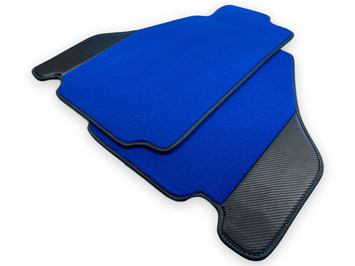 Blue Floor Mats For Ferrari F430 2004-2009 With Carbon Fiber Leather - AutoWin