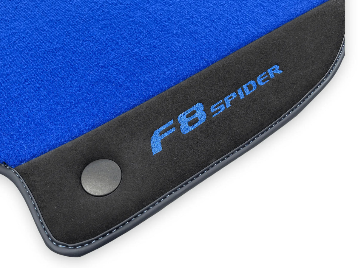 Blue Floor Mats For Ferrari F8 Spider 2019-2022 With Alcantara - AutoWin
