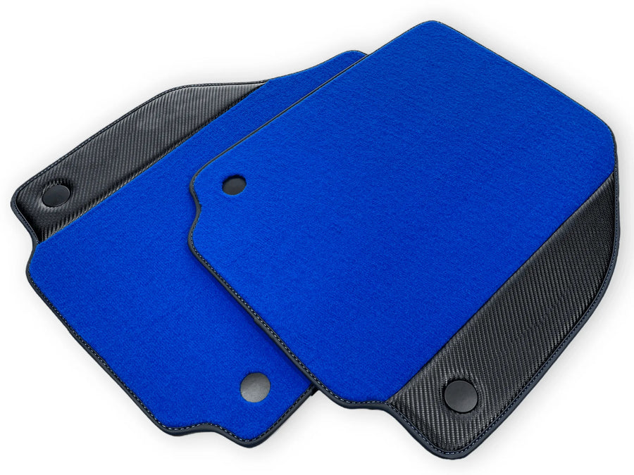 Blue Floor Mats For Ferrari F8 Spider 2019-2022 With Carbon Fiber Leather - AutoWin