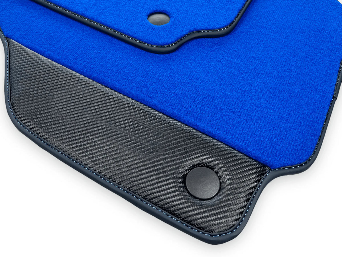Blue Floor Mats For Ferrari F8 Tributo 2019-2022 With Carbon Leather - AutoWin