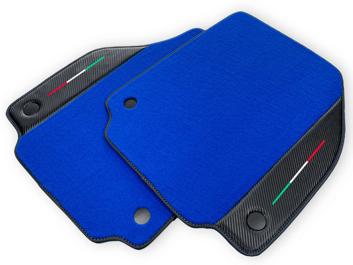 Blue Floor Mats For Ferrari F8 Tributo 2019-2022 With Carbon Leather - AutoWin