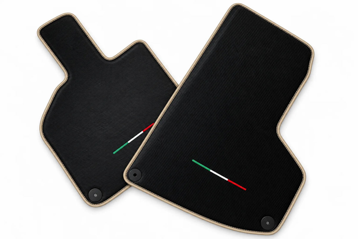 Carbon Fiber Floor Mats for Lamborghini Huracan with Italian Flag Beige trim