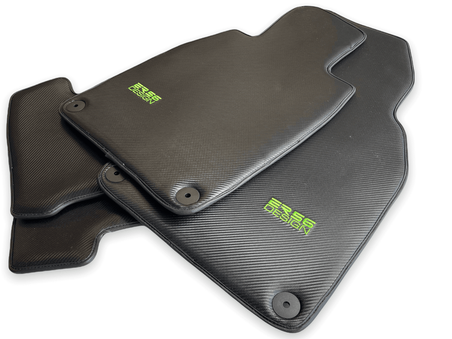 Carbon Fiber Floor Mats for Porsche Cayenne (2010-2018) Green Sewing - AutoWin