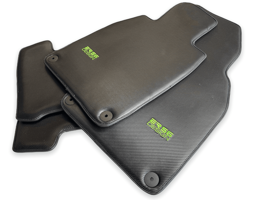 Carbon Fiber Floor Mats for Porsche Panamera (2017-2023) Green Sewing - AutoWin