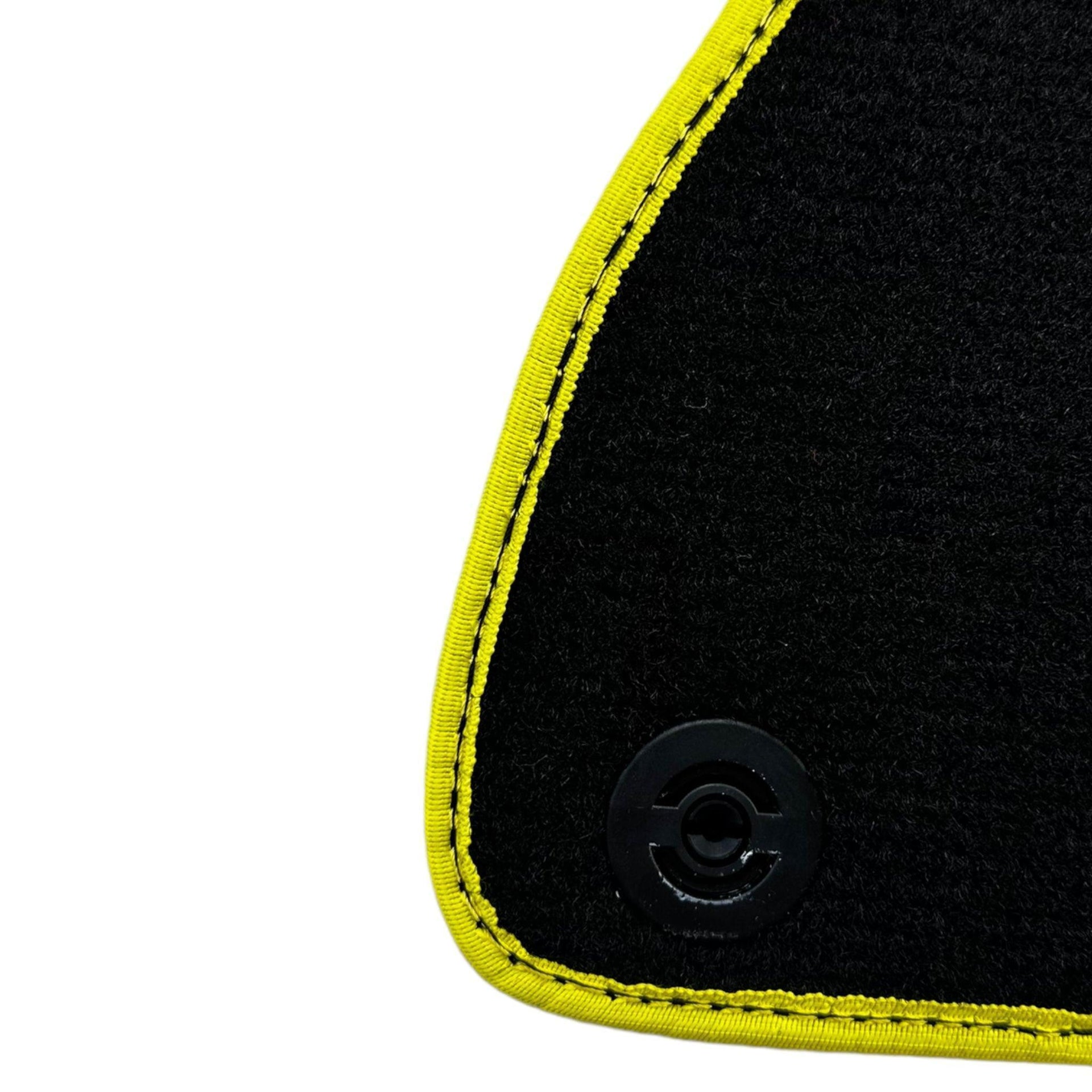 Carbon Fiber Leather Floor Mats For Ferrari California T (2015-2018) with Yellow Trim - AutoWin