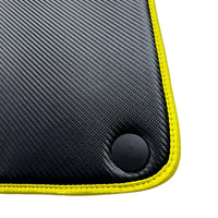 Carbon Fiber Leather Floor Mats For Ferrari California T (2015-2018) with Yellow Trim - AutoWin