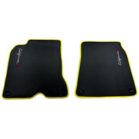 Carbon Fiber Leather Floor Mats For Ferrari California T (2015-2018) with Yellow Trim - AutoWin