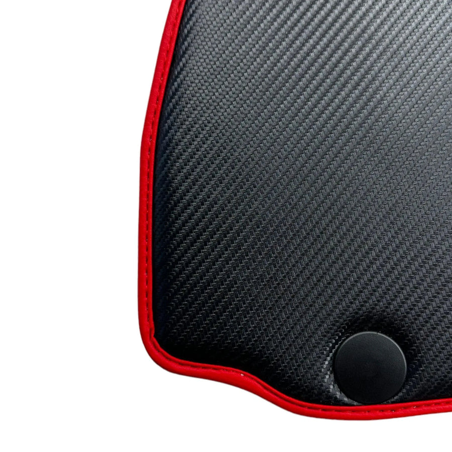 Carbon Fiber Leather Floor Mats for Ferrari F12 Berlinetta (2012-2022) | Red Trim