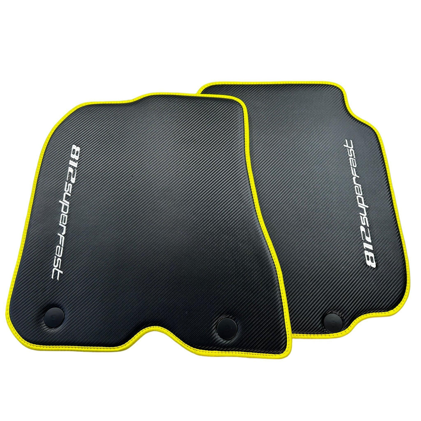 Carbon Floor Mats For Ferrari 812 Superfast (2018-2023) with Yellow Trim - AutoWin