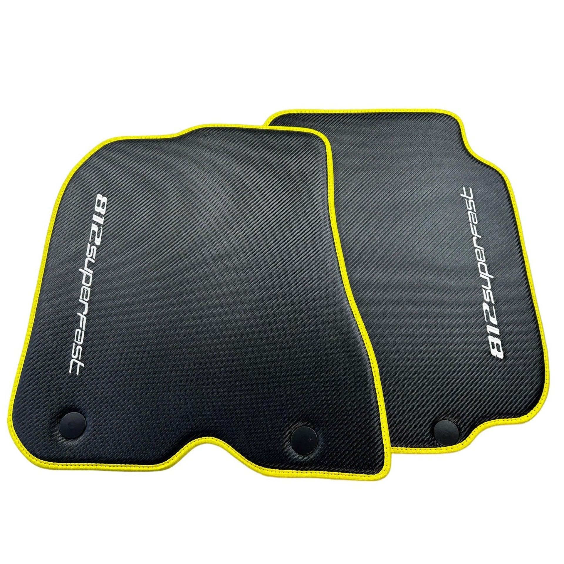 Carbon Floor Mats For Ferrari 812 Superfast (2018-2023) with Yellow Trim - AutoWin