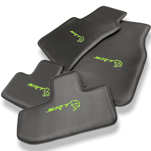 Carbon Leather Floor Mats For Dodge Challenger Srt 2011-2021 - AutoWin