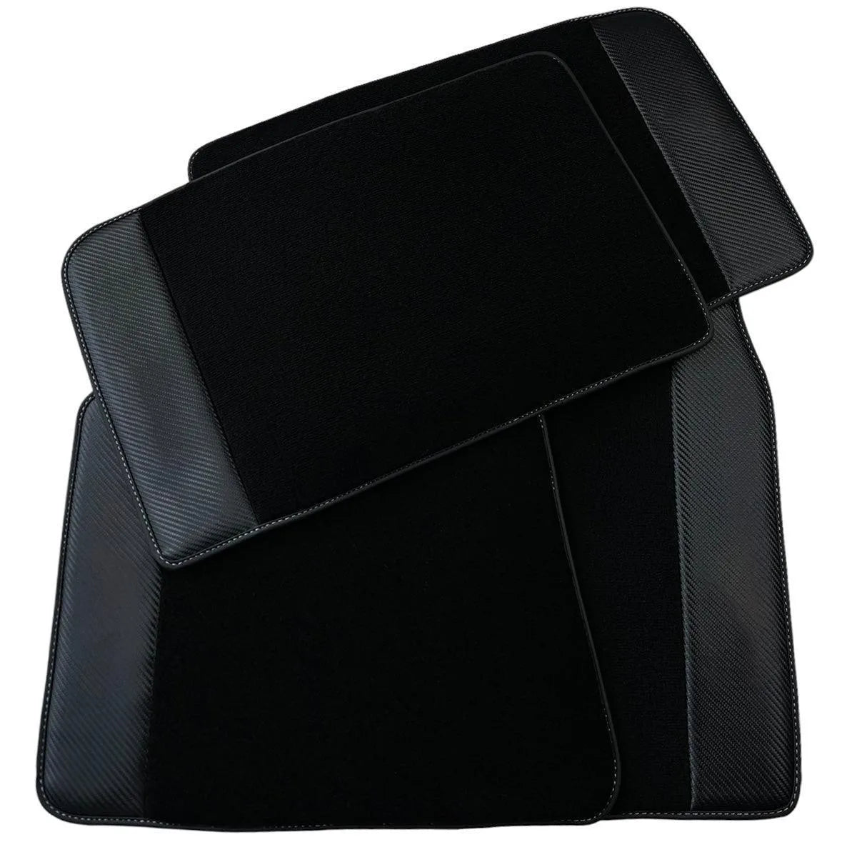 Custom Black Floor Mats for Rolls Royce Ghost Series I (2010–2020) With Carbon Fiber Leather