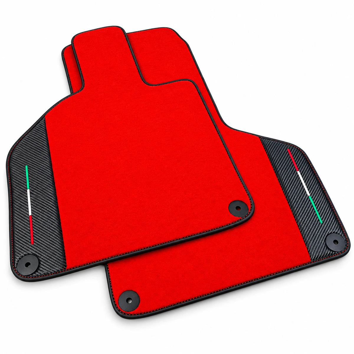 Custom Red Floor Mats for Lamborghini Huracan with Carbon Fiber Leather