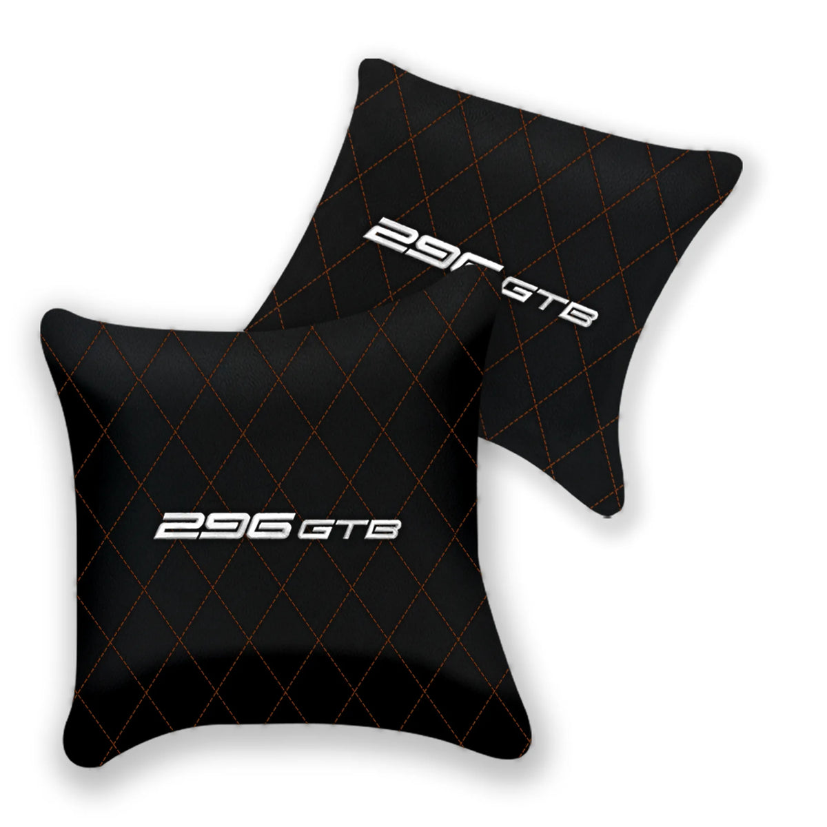 Customizable Black Leather Pillows Set of 2 for Ferrari 296 GTB (2022-2027) - Various Stitching Colors