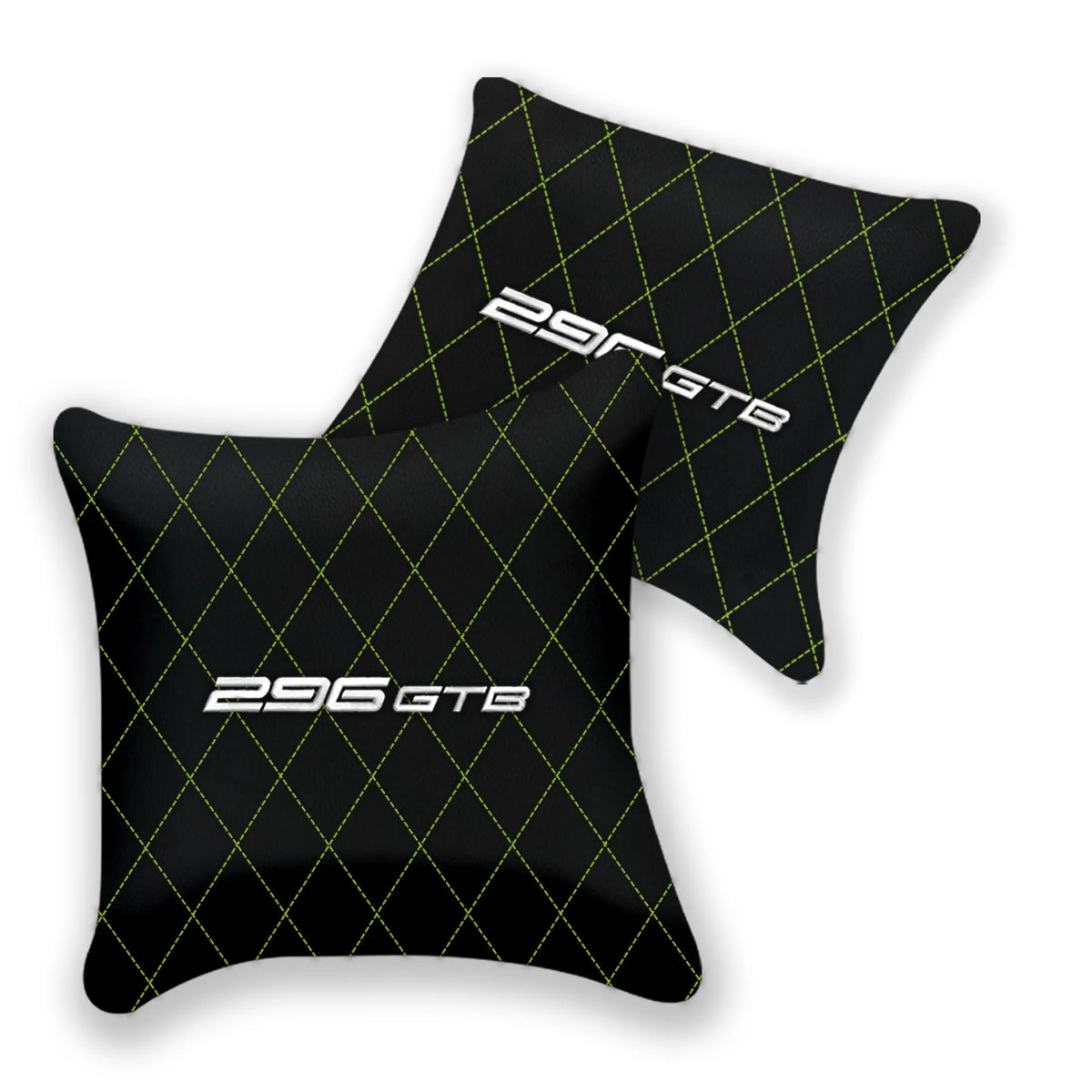 Customizable Black Leather Pillows Set of 2 for Ferrari 296 GTB (2022-2027) - Various Stitching Colors