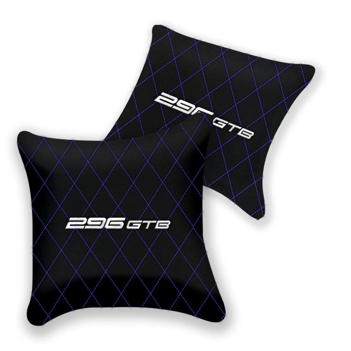 Customizable Black Leather Pillows Set of 2 for Ferrari 296 GTB (2022-2027) - Various Stitching Colors