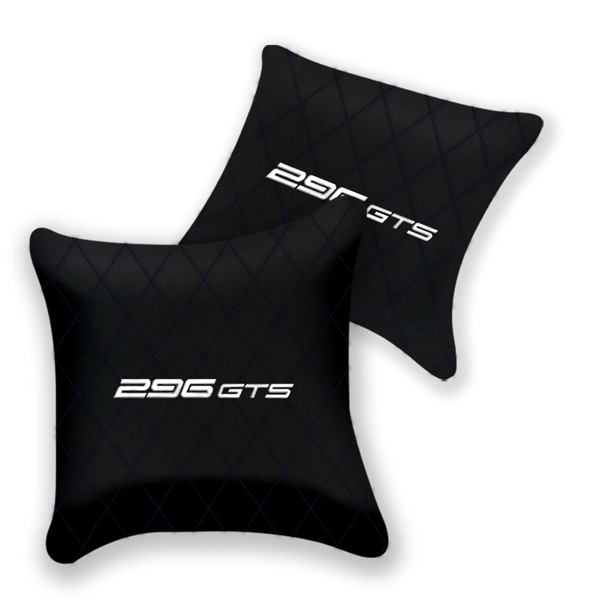 Customizable Black Leather Pillows Set of 2 for Ferrari 296 GTS (2022-2027) - Various Stitching Colors