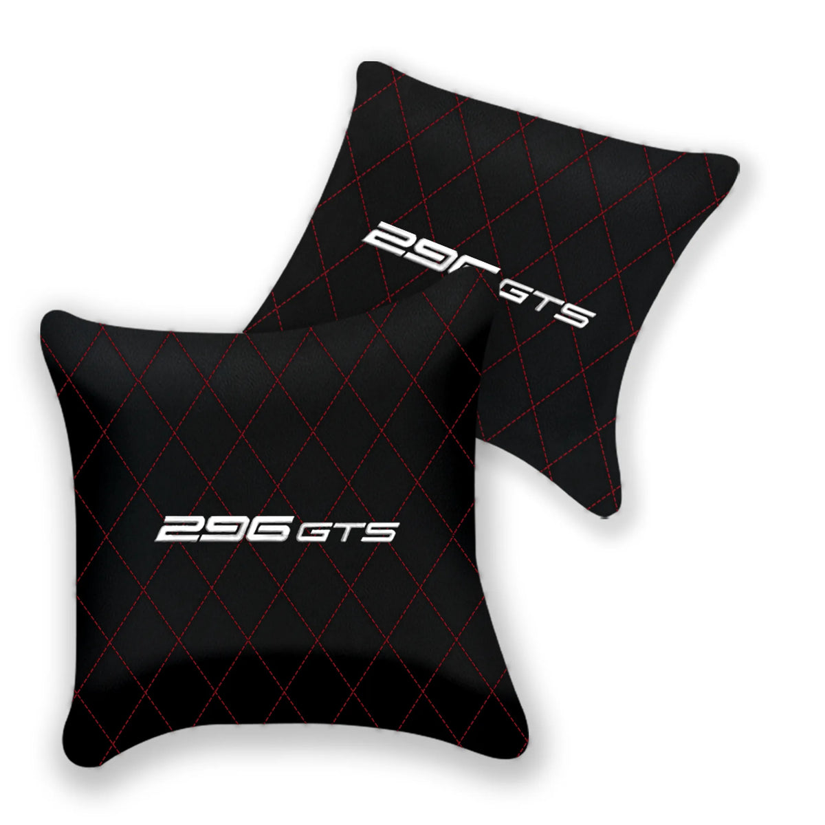 Customizable Black Leather Pillows Set of 2 for Ferrari 296 GTS (2022-2027) - Various Stitching Colors