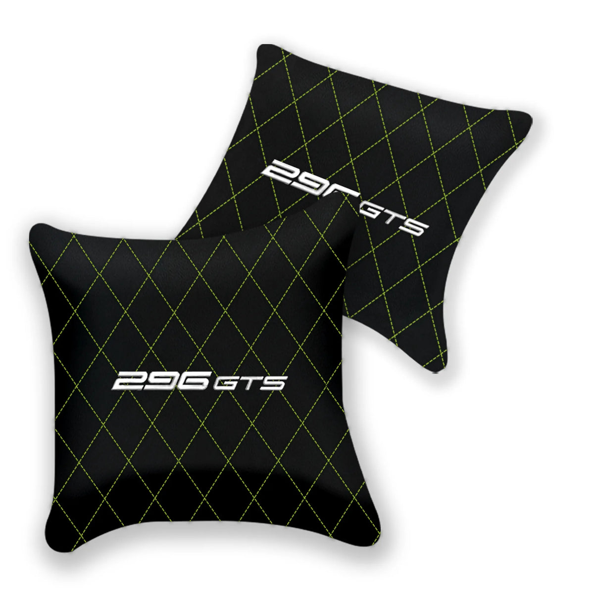 Customizable Black Leather Pillows Set of 2 for Ferrari 296 GTS (2022-2027) - Various Stitching Colors