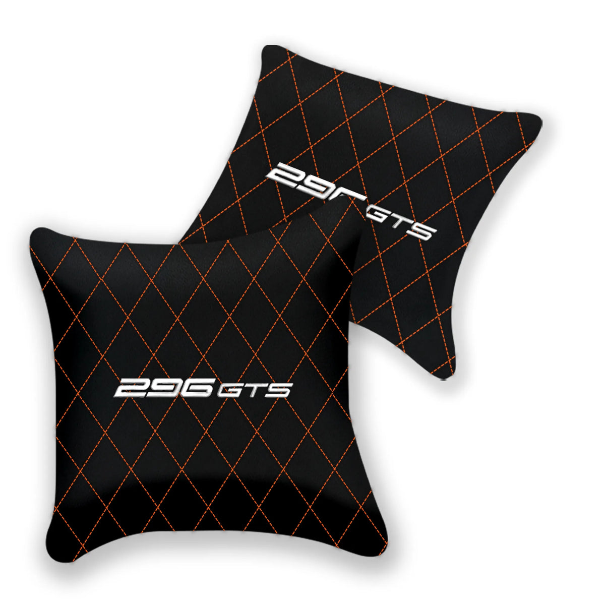 Customizable Black Leather Pillows Set of 2 for Ferrari 296 GTS (2022-2027) - Various Stitching Colors