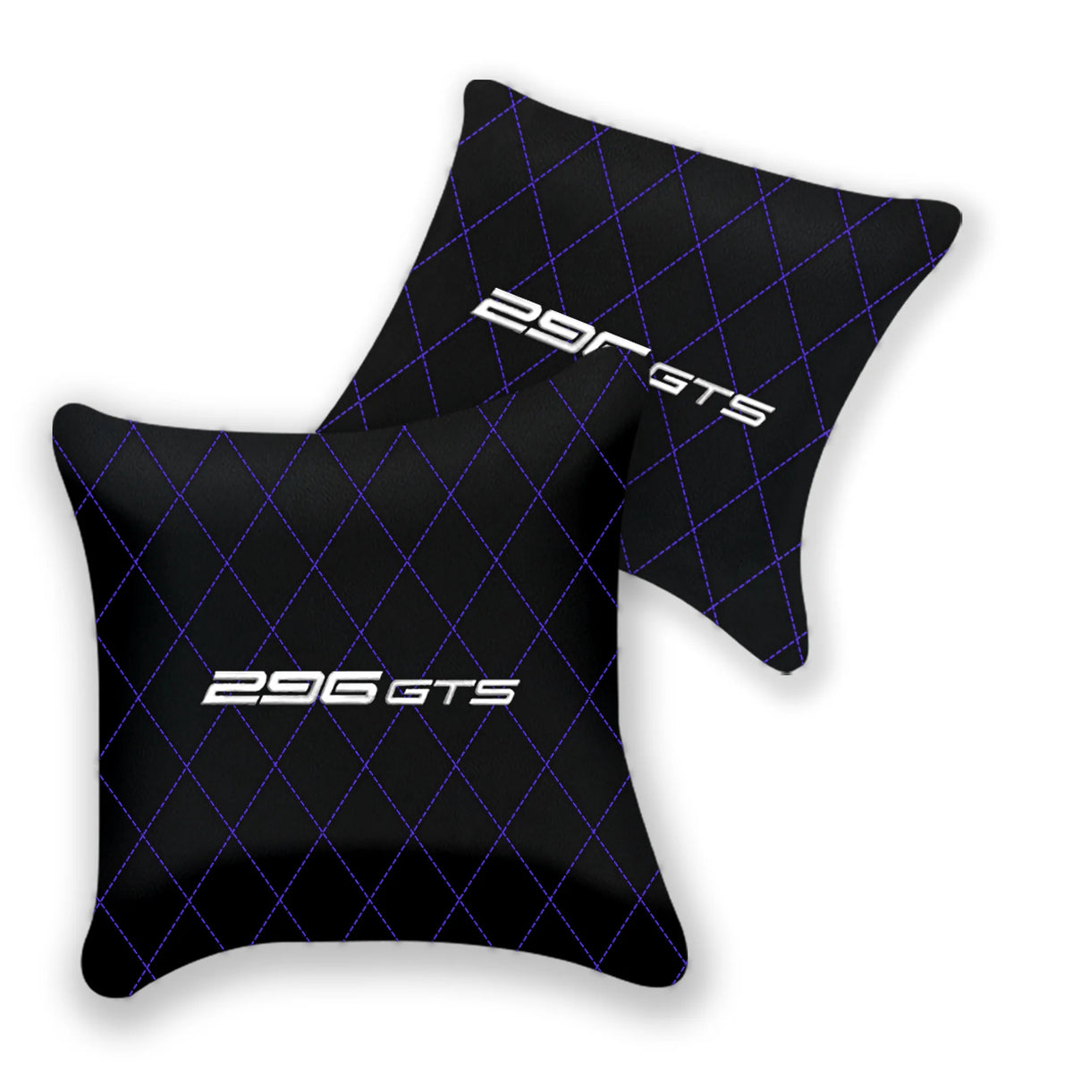 Customizable Black Leather Pillows Set of 2 for Ferrari 296 GTS (2022-2027) - Various Stitching Colors