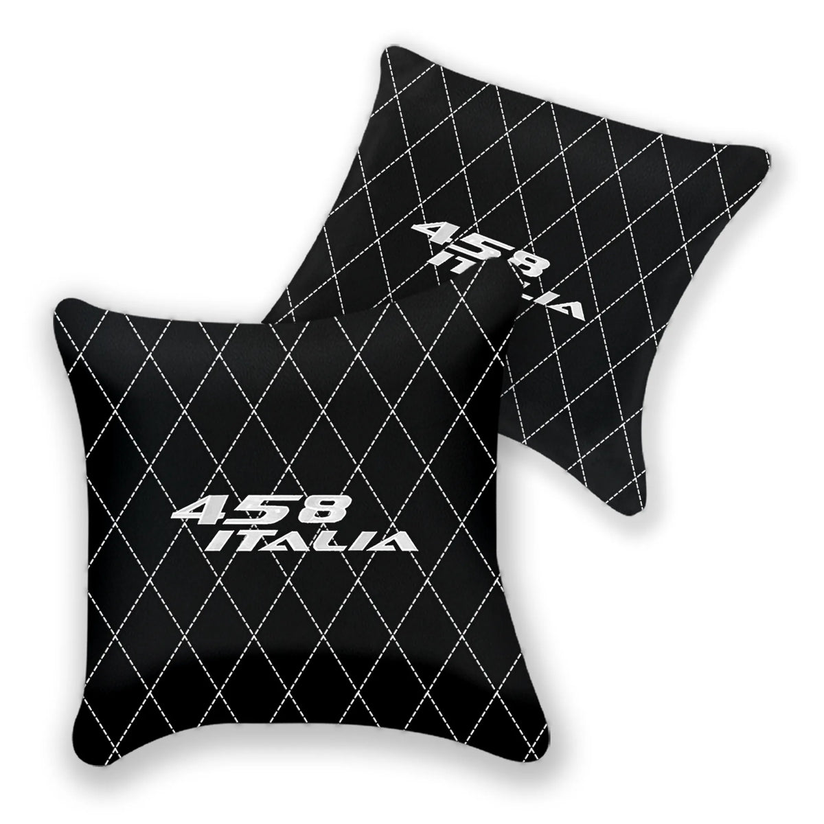 Customizable Black Leather Pillows Set of 2 for Ferrari 458 Italia (2009-2015) - Various Stitching Colors