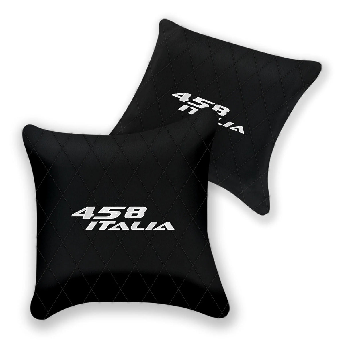 Customizable Black Leather Pillows Set of 2 for Ferrari 458 Italia (2009-2015) - Various Stitching Colors