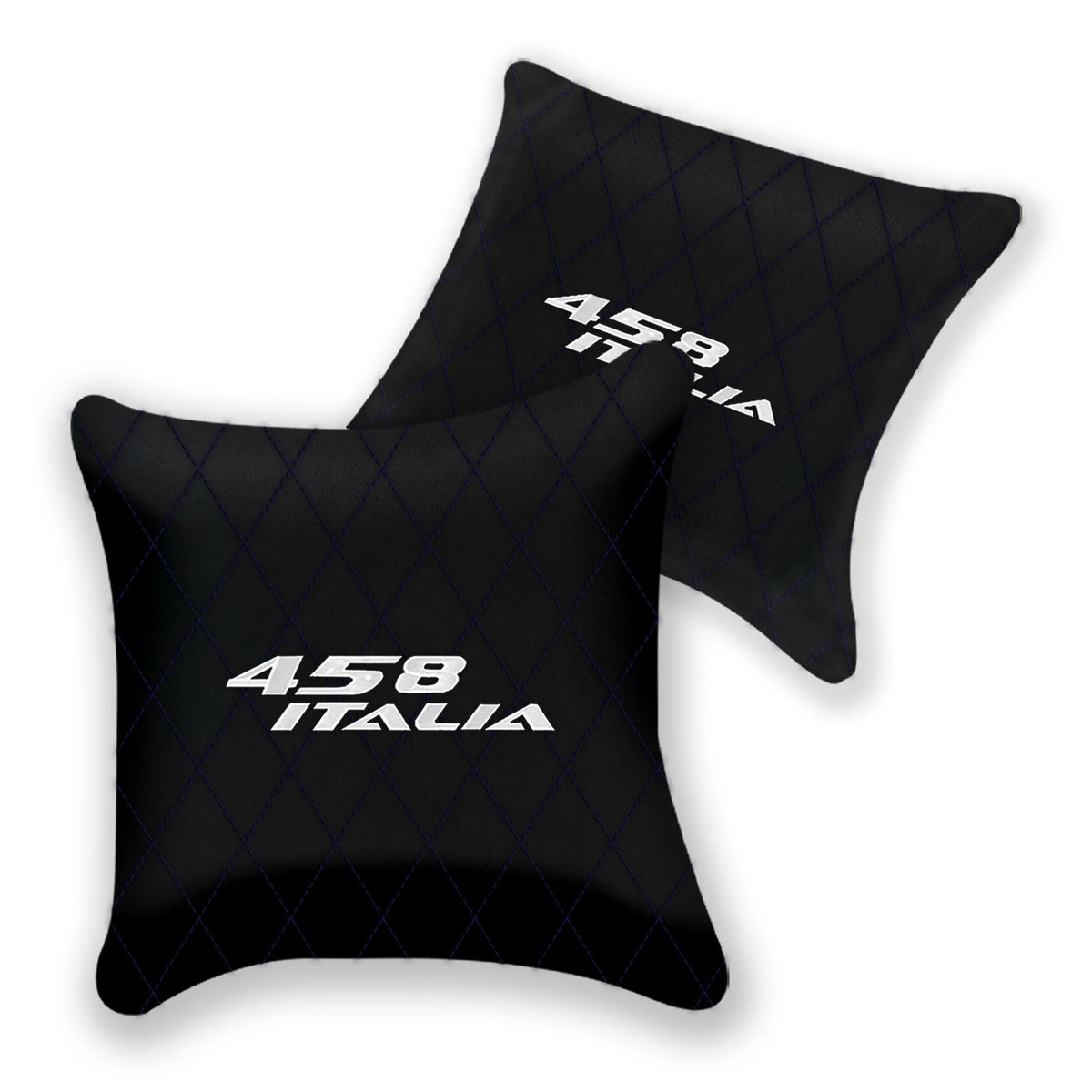 Customizable Black Leather Pillows Set of 2 for Ferrari 458 Italia (2009-2015) - Various Stitching Colors