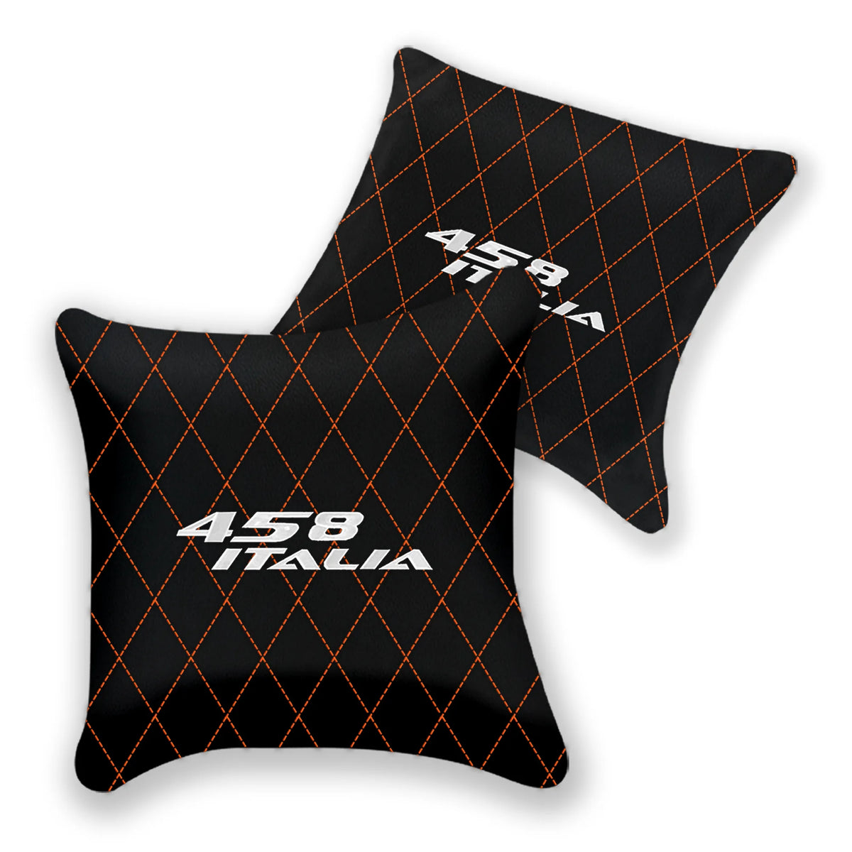 Customizable Black Leather Pillows Set of 2 for Ferrari 458 Italia (2009-2015) - Various Stitching Colors