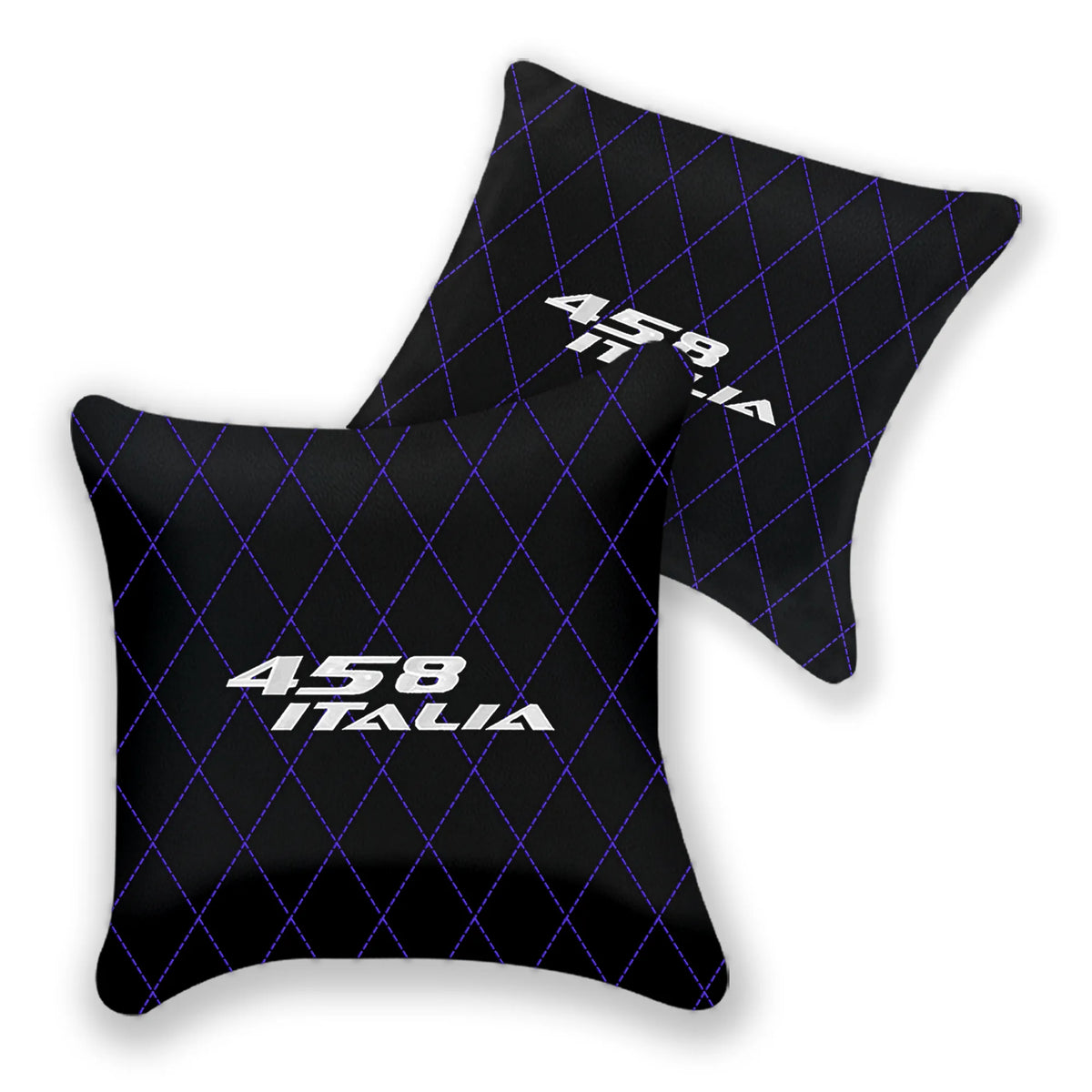Customizable Black Leather Pillows Set of 2 for Ferrari 458 Italia (2009-2015) - Various Stitching Colors