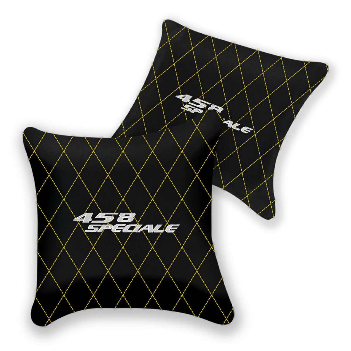 Customizable Black Leather Pillows Set of 2 for Ferrari 458 Speciale (2012-2015) - Various Stitching Colors