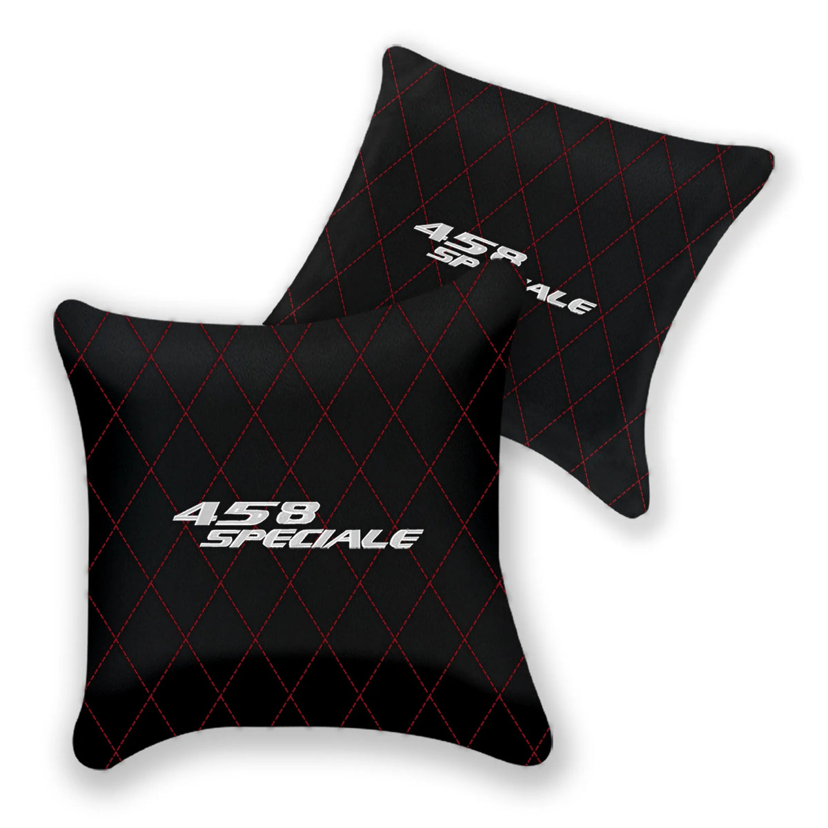 Customizable Black Leather Pillows Set of 2 for Ferrari 458 Speciale (2012-2015) - Various Stitching Colors