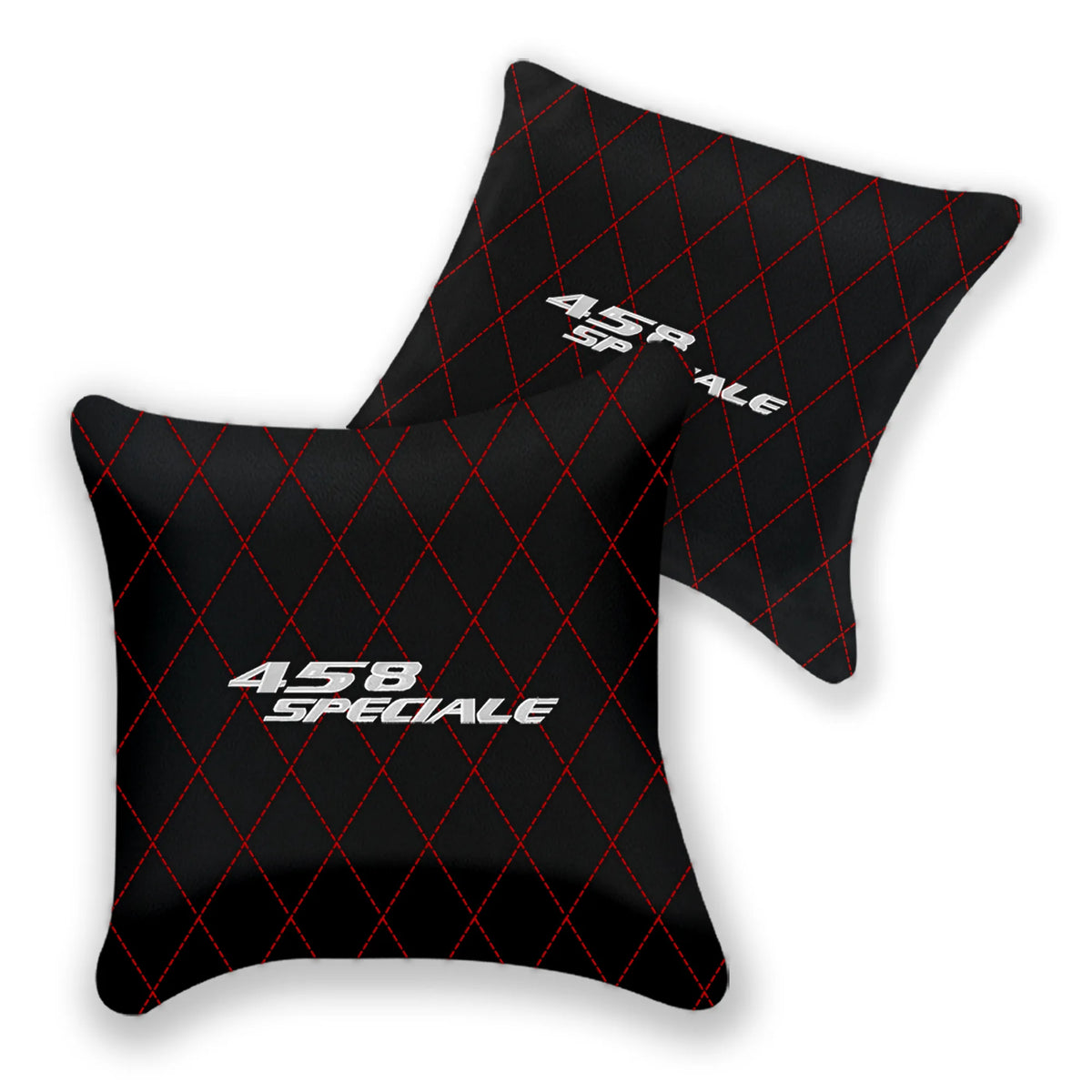 Customizable Black Leather Pillows Set of 2 for Ferrari 458 Speciale (2012-2015) - Various Stitching Colors
