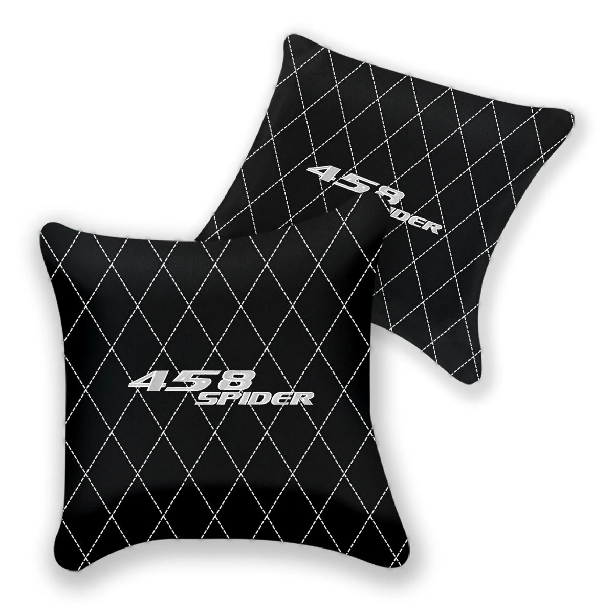 Customizable Black Leather Pillows Set of 2 for Ferrari 458 Spider (2012-2015) - Various Stitching Colors