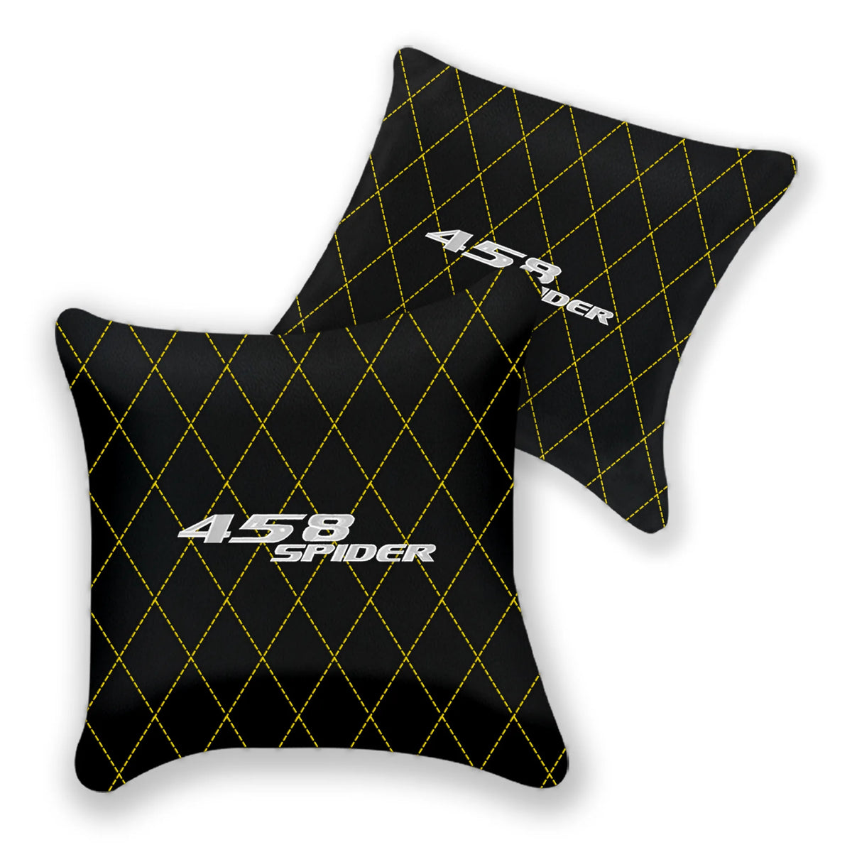 Customizable Black Leather Pillows Set of 2 for Ferrari 458 Spider (2012-2015) - Various Stitching Colors
