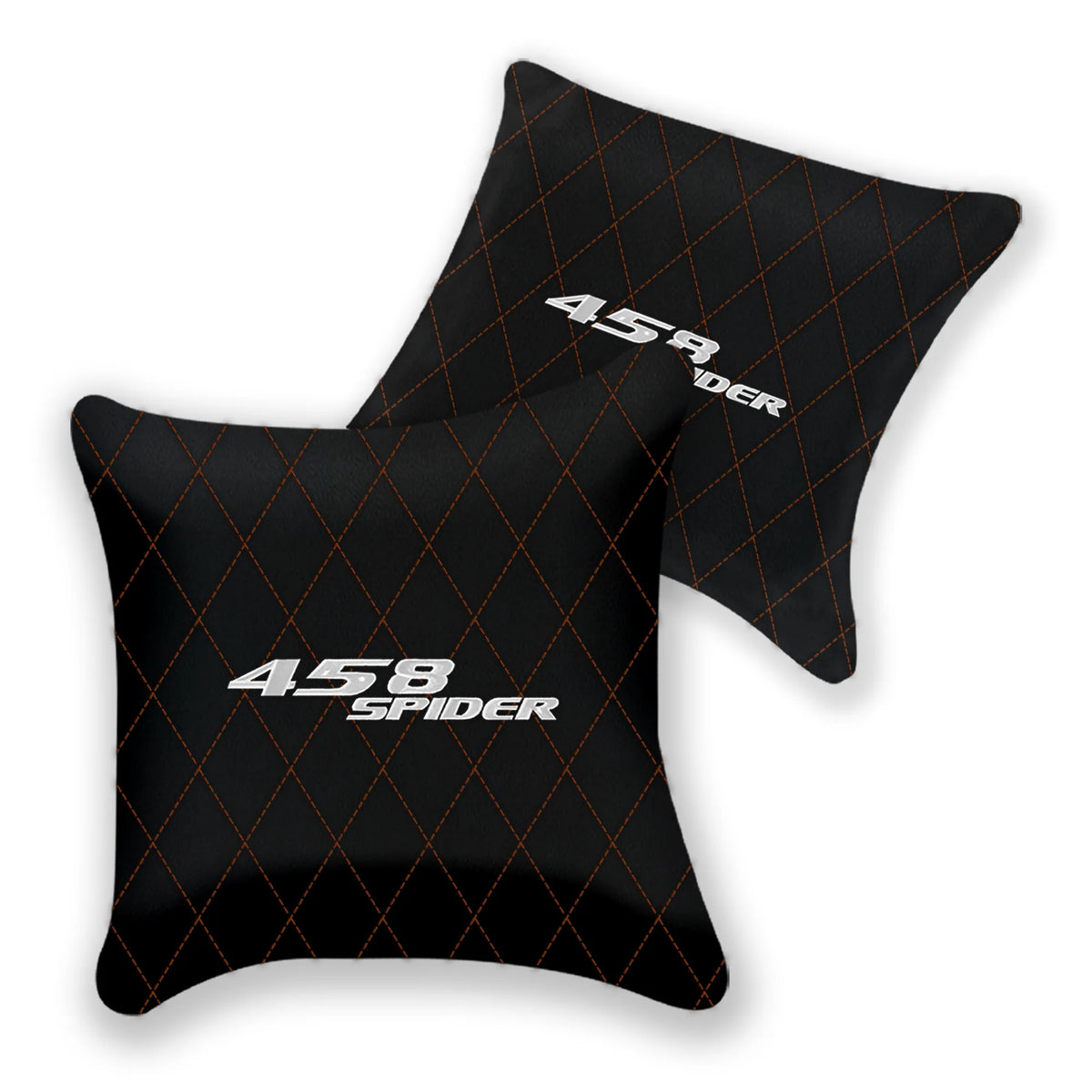 Customizable Black Leather Pillows Set of 2 for Ferrari 458 Spider (2012-2015) - Various Stitching Colors