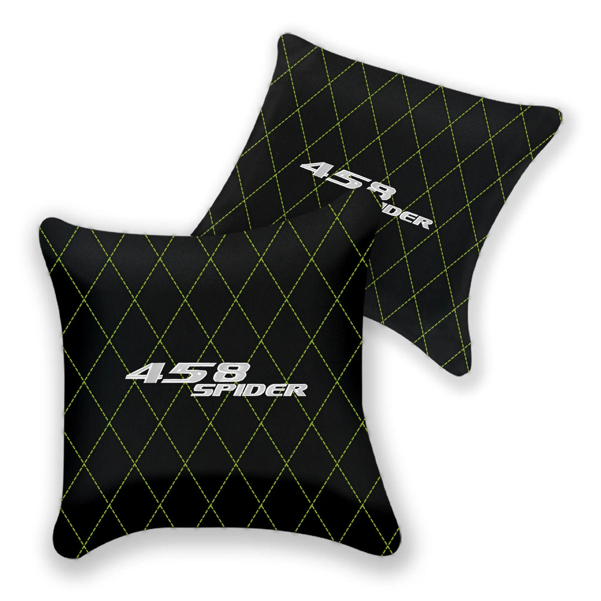 Customizable Black Leather Pillows Set of 2 for Ferrari 458 Spider (2012-2015) - Various Stitching Colors