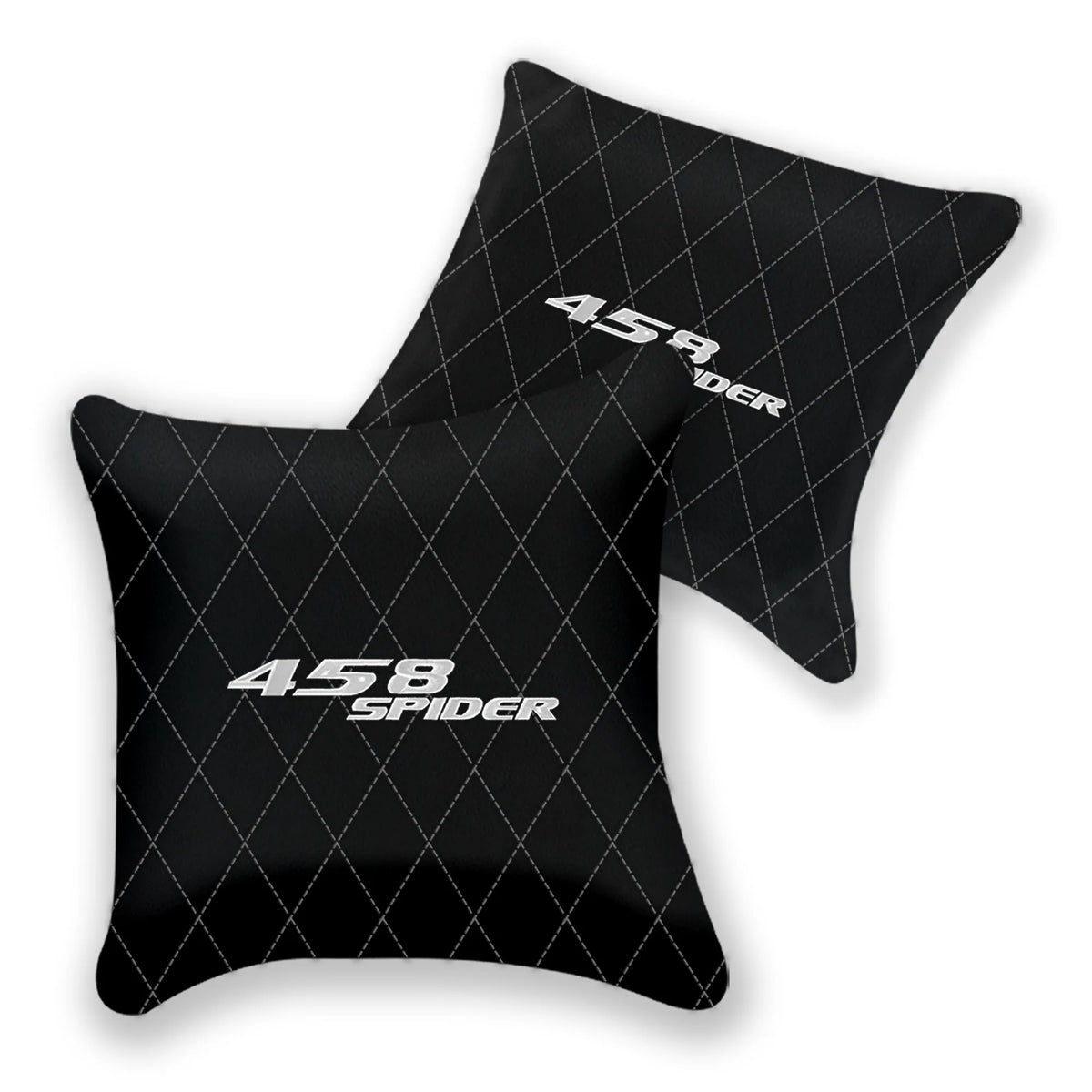 Customizable Black Leather Pillows Set of 2 for Ferrari 458 Spider (2012-2015) - Various Stitching Colors
