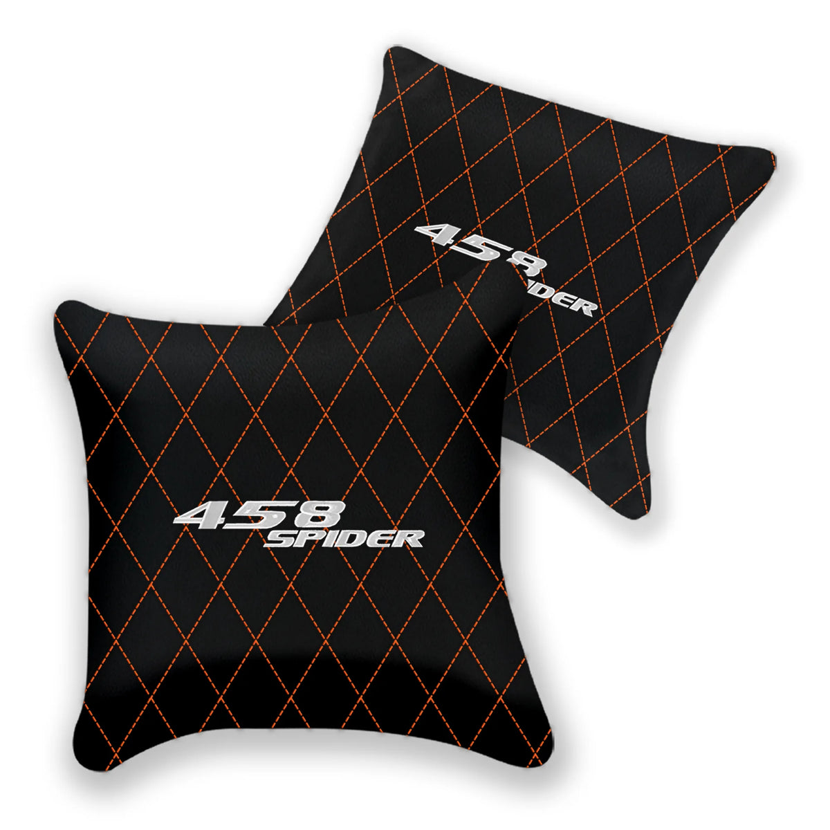Customizable Black Leather Pillows Set of 2 for Ferrari 458 Spider (2012-2015) - Various Stitching Colors