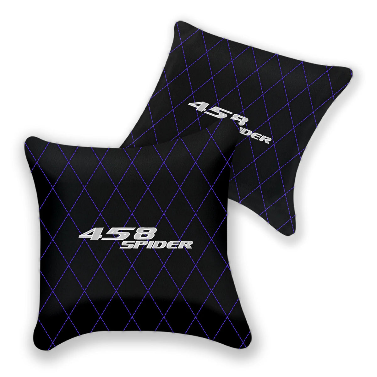 Customizable Black Leather Pillows Set of 2 for Ferrari 458 Spider (2012-2015) - Various Stitching Colors