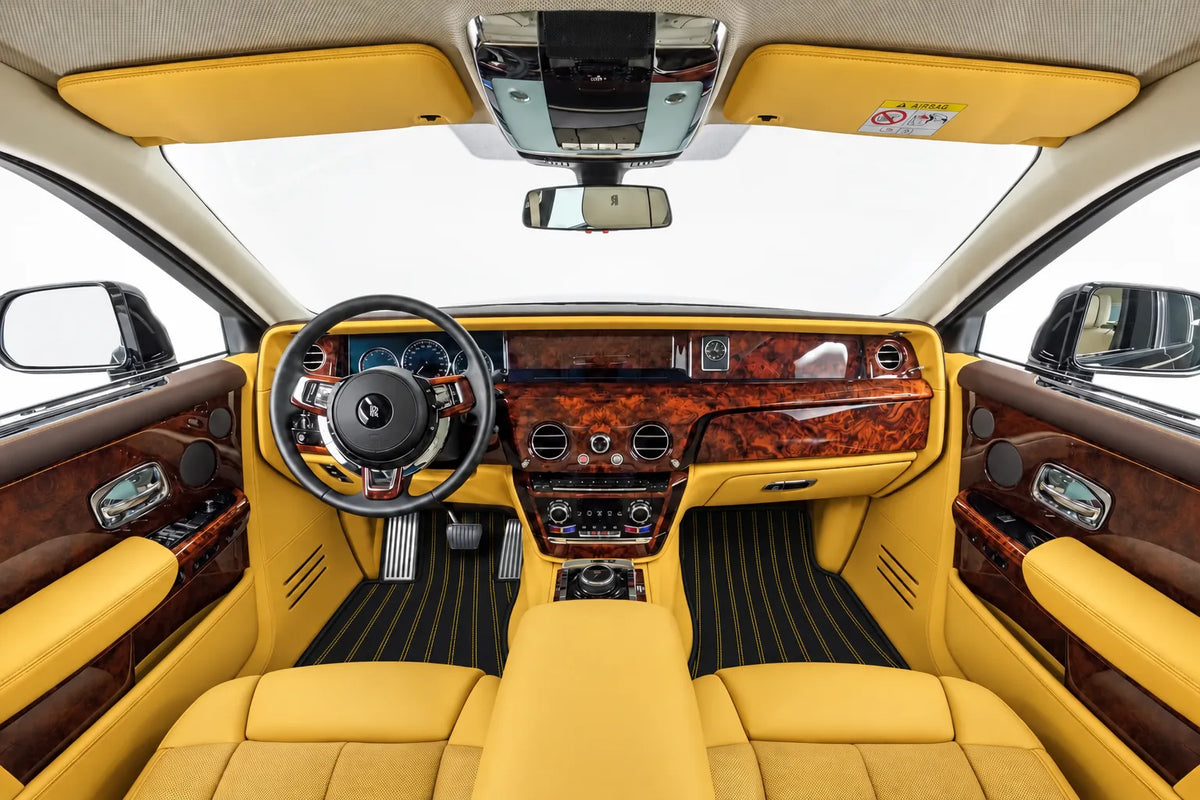 Customizable Leather Floor Mats with AW07 Pattern for Rolls Royce Phantom VIII (2017-2024) inside the vehicle