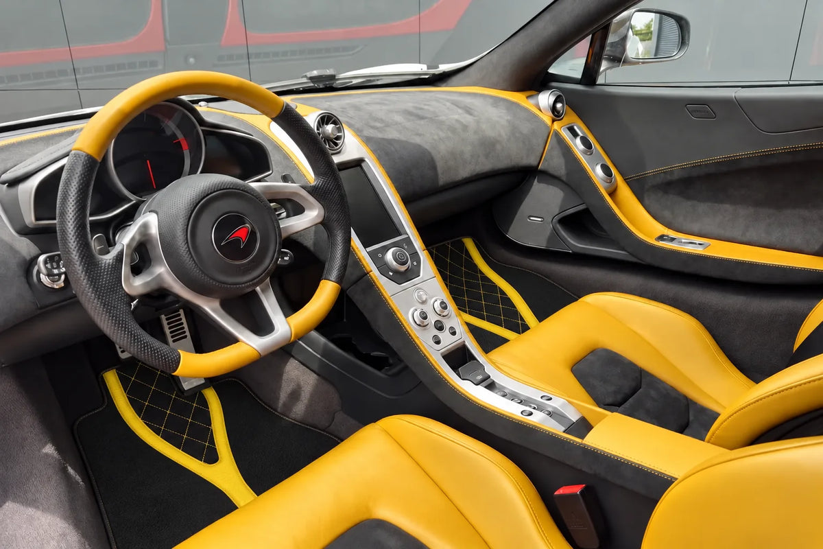 Customizable Leather Floor Mats with AW28 Pattern for McLaren MP4-12C (2011–2014) inside the vehicle