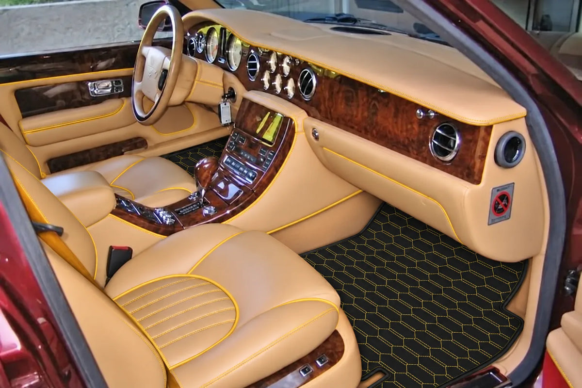Customizable Leather Floor Mats with Interlaced Hex Pattern for Bentley Red Label RL (1998-2009) inside the vehicle